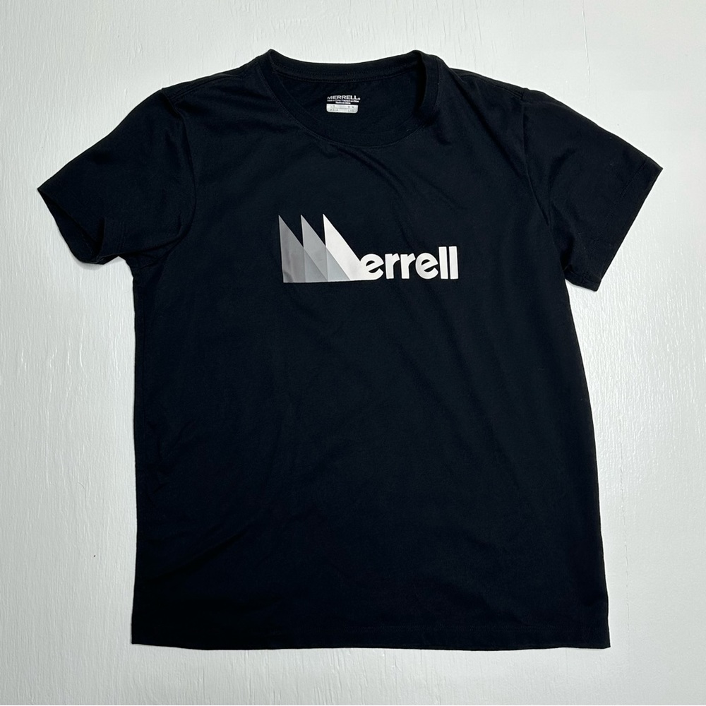 Merrell Short‎ Sleeve Tee Shirt Womens Size Medium Black Graphic Logo
